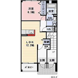 リベルテ南浦 1LDKの間取図画像