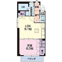 シェルヴェール 1LDKの間取図画像