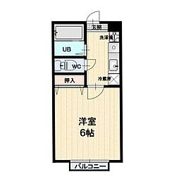メゾンランジェB棟 1Kの間取図画像
