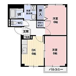 サープラス田島 2DKの間取図画像