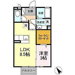 シャイニーCima 1LDKの間取図画像
