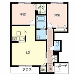 カーサエクラージュ 2LDKの間取図画像