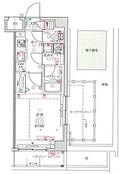 クレヴィスタ武蔵中原II 611 6階1Kの間取り