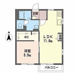 フレグランスホープフル 1LDKの間取図画像