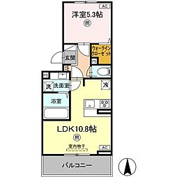 ミル・ルミエール 1LDKの間取図画像