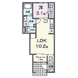 サンフラワー太田駅サイドD 1LDKの間取図画像
