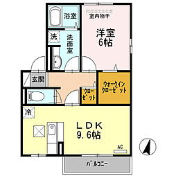 グレースコートA 1LDKの間取図画像