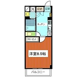 小田急小田原線 本厚木駅 徒歩15分の賃貸マンション 1階1Kの間取り