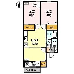 ピーチガーデン 2LDKの間取図画像