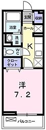 プラシード 1Kの間取図画像