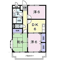 サニーヒル上土戸 3DKの間取図画像