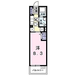 グレイスカレント2 1Kの間取図画像