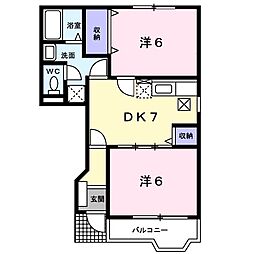 ピエデルモンテA 2DKの間取図画像