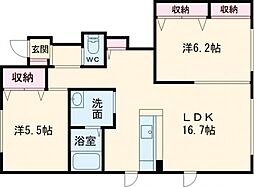 COCODE56US 2LDKの間取図画像