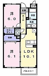 ルネサンスサルタA 2LDKの間取図画像