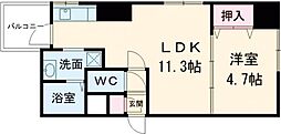 ブリッジサイド43 1LDKの間取図画像