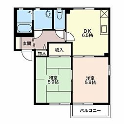 フォーレスしらかばC 2DKの間取図画像