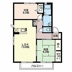 シャーメゾン枇杷坂B 2LDKの間取図画像