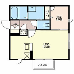 クラヴィエA 1LDKの間取図画像