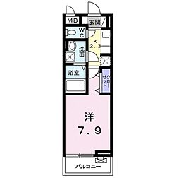 ラプルメリア 1Kの間取図画像