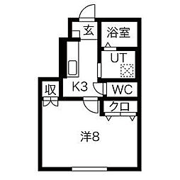 ブルック北上II 1階1Kの間取り