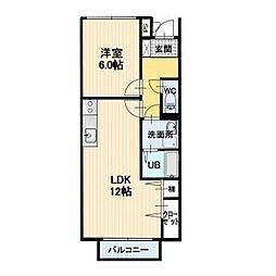 サープラスTwoKA 1LDKの間取図画像