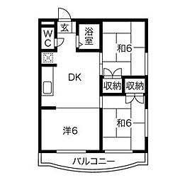 レジデンス光和N104 2LDKの間取図画像
