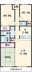 ルモン奈良大森 3LDKの間取図画像