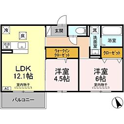 セジュールST B棟 2LDKの間取図画像