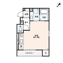 ボヌールS安城 2階ワンルームの間取り