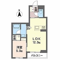 JR東北新幹線 郡山駅 徒歩17分の賃貸マンション 2階1LDKの間取り