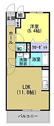 アベニュー荒田 1LDKの間取図画像