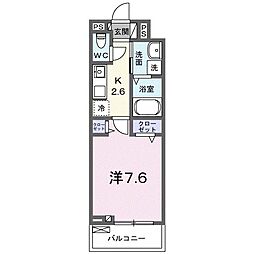 クラール中市　I 3階1Kの間取り