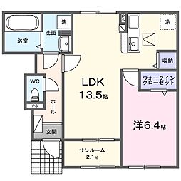 エアリーノース 1LDKの間取図画像