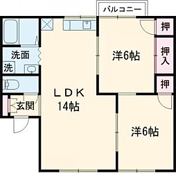 セジュール秋桜 2LDKの間取図画像