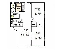 アヴェニールアージュA 2LDKの間取図画像