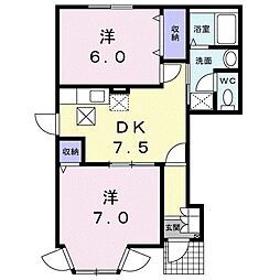 フレーズメゾンA 2DKの間取図画像