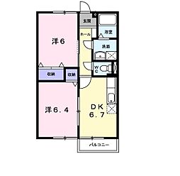 メゾンドゥ・スタシオン 2DKの間取図画像