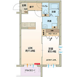 クローバー 1LDKの間取図画像