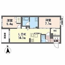 シャーメゾン京都旧二条 2LDKの間取図画像