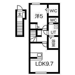 ル・メイユール前九年 2階1LDKの間取り