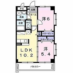 フォーレストカーサ 2LDKの間取図画像