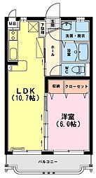ユーミーブライト 1LDKの間取図画像