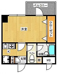 ピュアドームフローリオ博多 1Kの間取図画像