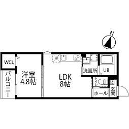 FelizCourtりんくう 1LDKの間取図画像