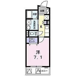 ヴァンソレイユ 1Kの間取図画像