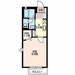 ヴァンテージ1 1Kの間取図画像