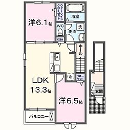 ハレレアIIＢ 2階2LDKの間取り