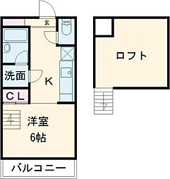 ＳＨＡＮＴ小郡 2階ワンルームの間取り