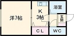 ハイツ愛里須 1階1Kの間取り